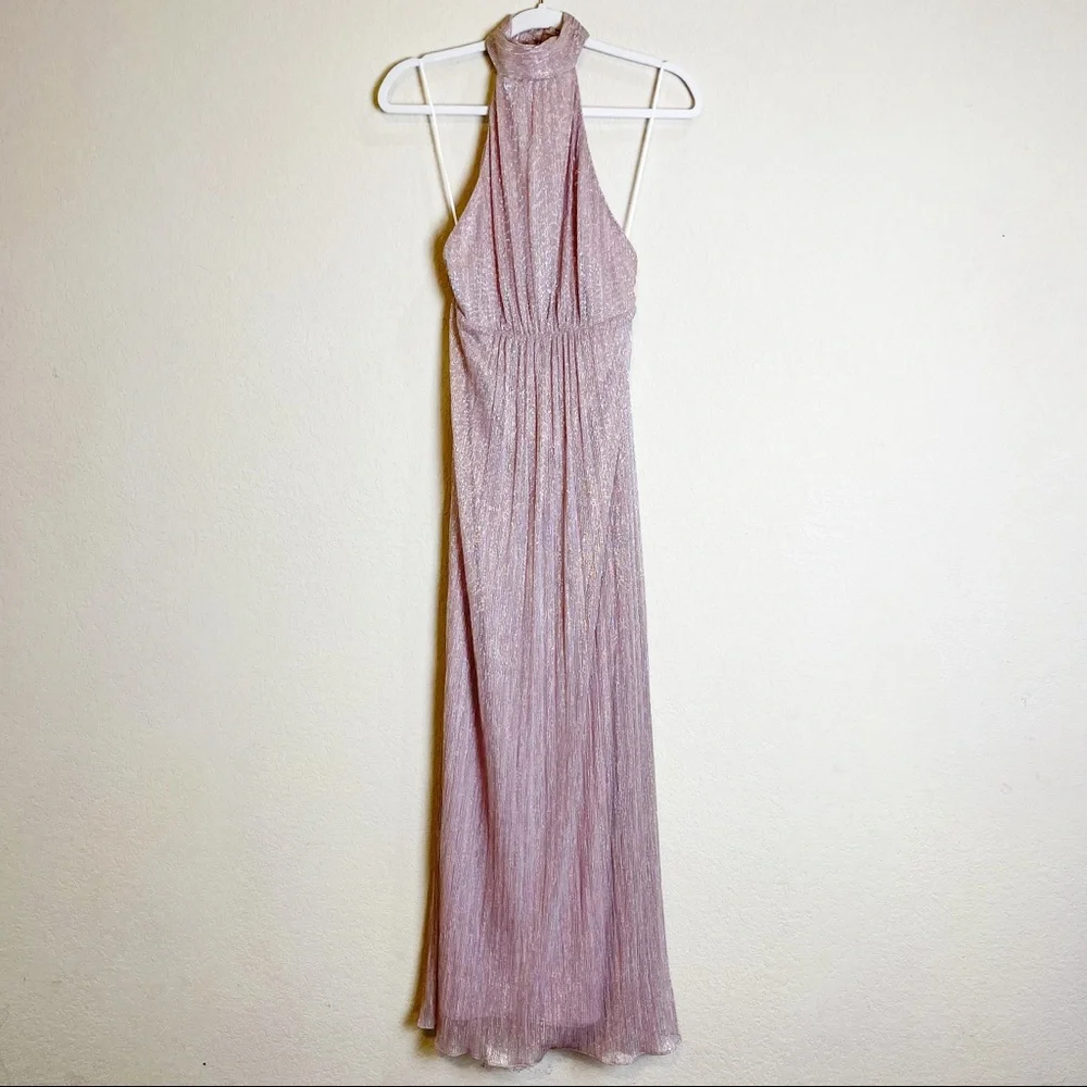 Show Me Your MuMu Collette Collar Dress Maxi Magic Mauve Glimmer Pink Size Small - Picture 2 of 9